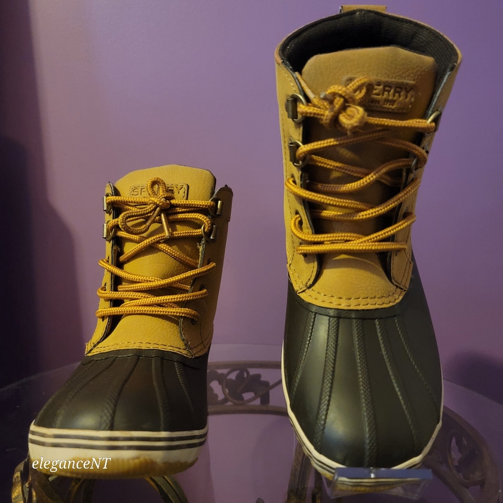 Sperry Little Boy's Bowline Tan   Duck Boots Sz: 3M - Picture 5 of 10